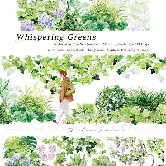 Whispering Greens 7CM Scenery washi/PET tape